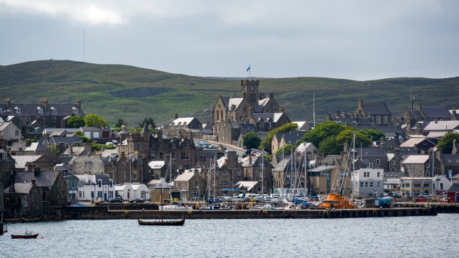 Old town area of Lerwick and its harbor, in the Shetland Islands off the north coast of Scotland